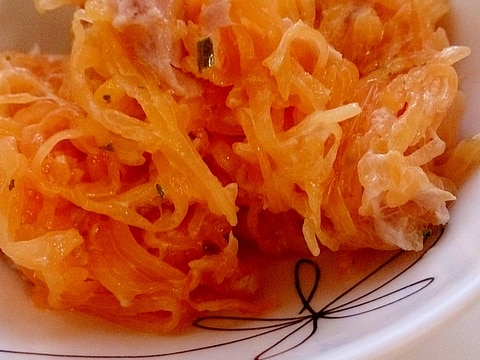 食感が楽しい☆そうめんかぼちゃのツナマヨ和え